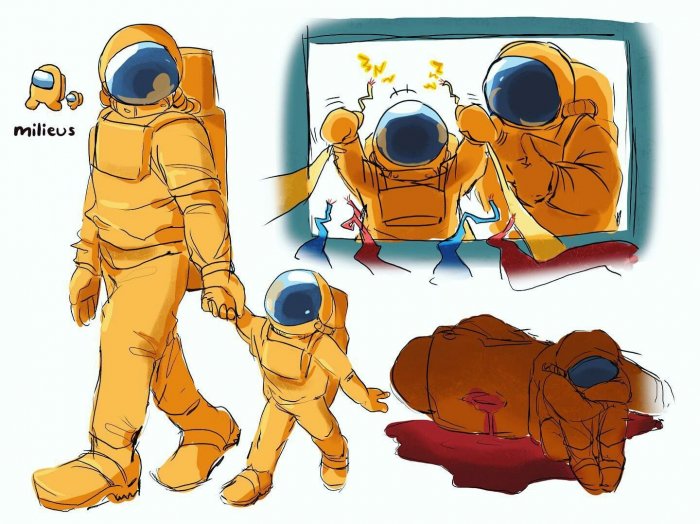 Рисунки Among Us Космонавты